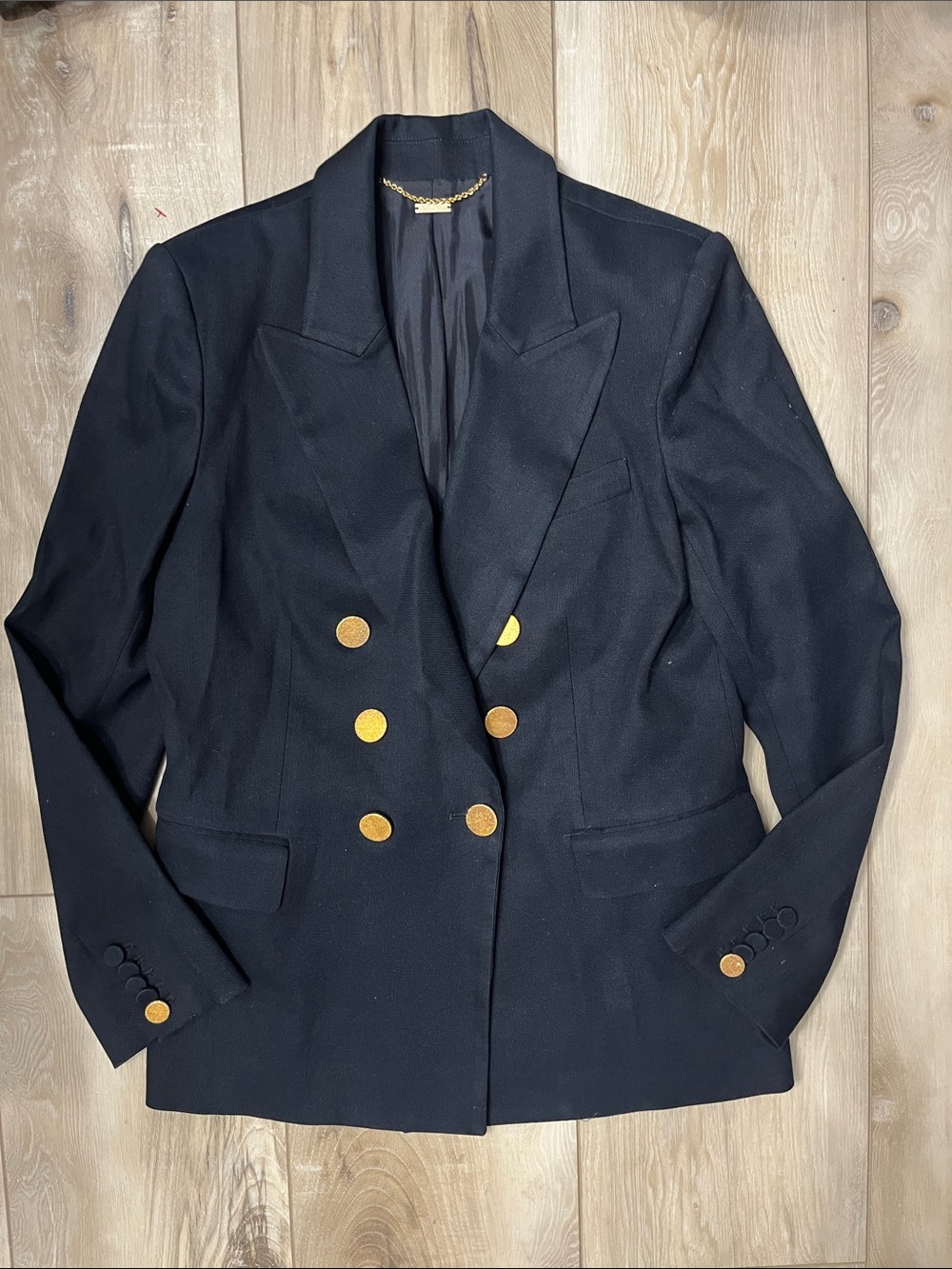 Adam Lippes Double Breasted Gold Button Blazer Black Size 8